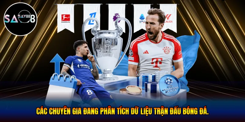 Các chuyên gia đang phân tích dữ liệu trận đấu bóng đá.