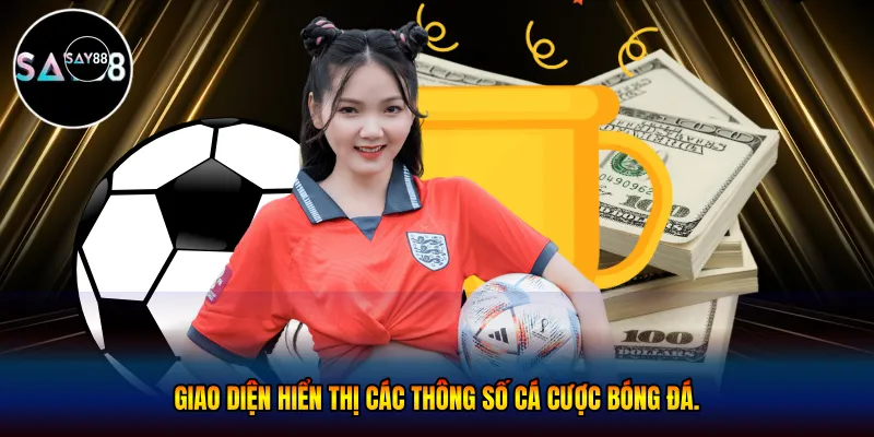 Giao diện hiển thị các thông số cá cược bóng đá.