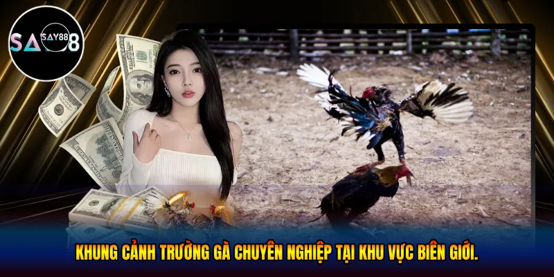 Khung cảnh trường gà chuyên nghiệp tại khu vực biên giới