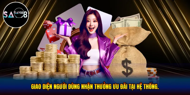 Giao diện người dùng nhận thưởng ưu đãi tại hệ thống.